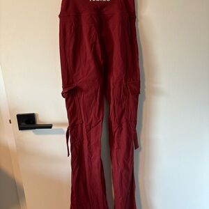 Verses Women's Red Flare Pants with Pockets